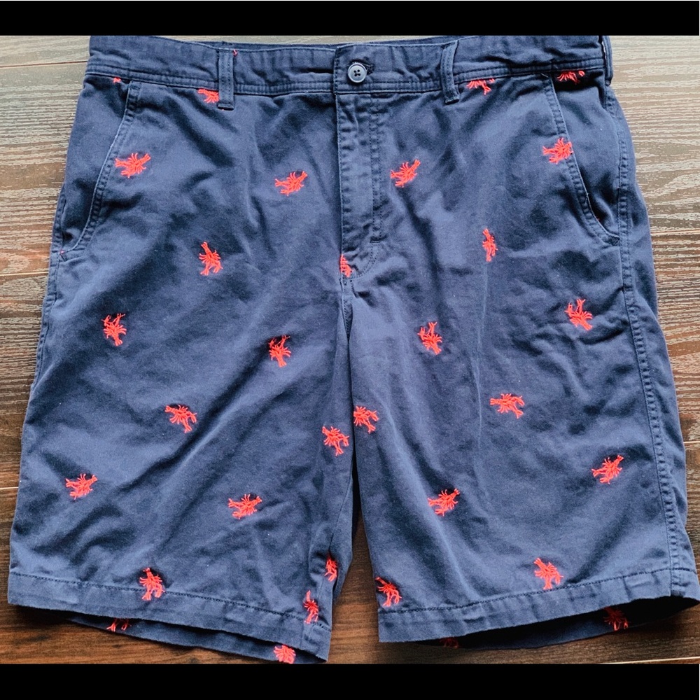IZOD Saltwater Mens 38 Navy Shorts w/Red Lobsters